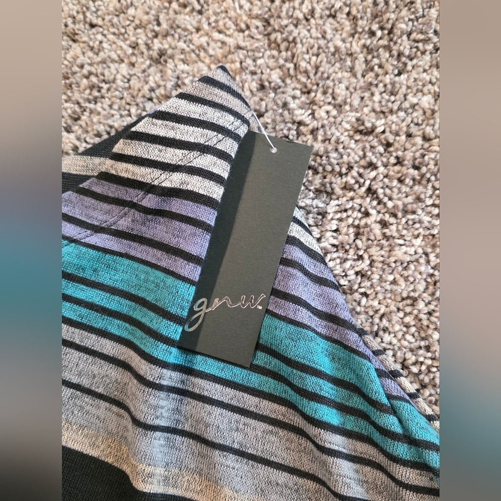 GNW Striped Maxi Skirt in Black, Gray, and Blues- Size Small - Picture 2 of 5